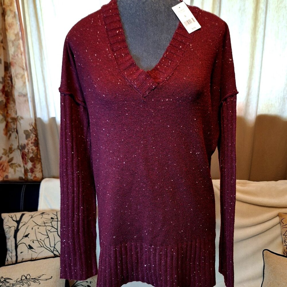 Burgandy Bi-Level Light Long Sweater